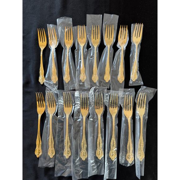 Vtg Stanley Roberts Flatware Golden Dynasty Gold Electroplate 54 PC Svc 8 MINT - Picture 13 of 14